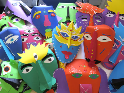  Masks made by yr 7 pupils at Perins School, Alfresford 