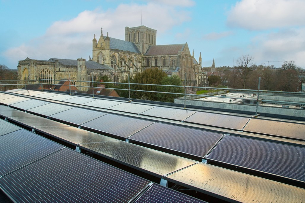 Solar panels in central Winchester