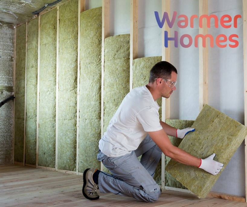 Warmer Homes scheme - insulation being installed
