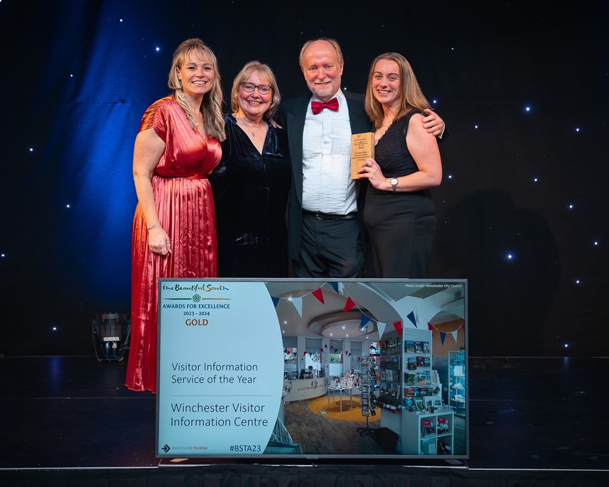 Beautiful South Awards - Cllr Thompson (second L) and Sarah (R) accept the award