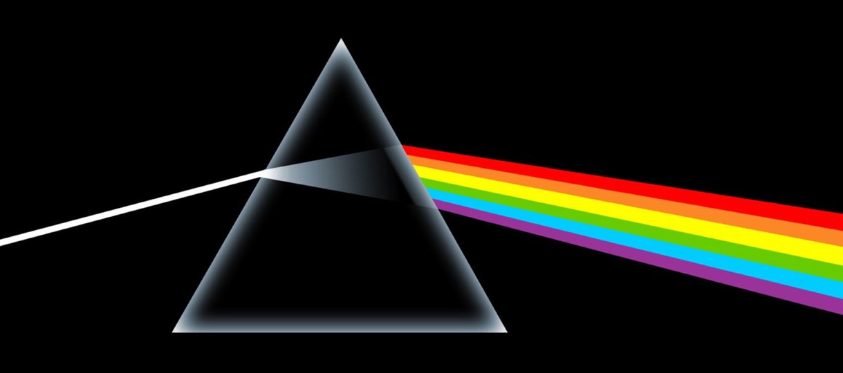 article thumb - Pink floyd album cover artwork. There is a white triangle and a rainbow coming from the right hand side of the triangle.