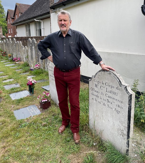 Russell Gordon-Smith at one of the Alresford graves