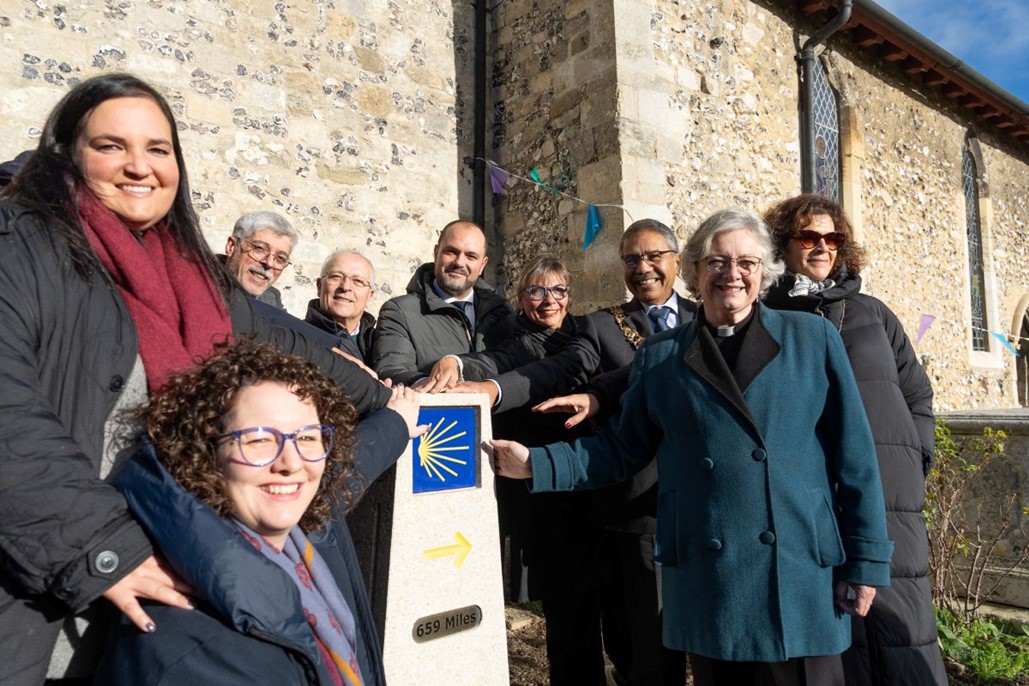 The mouteira unveiling at St Bartholomew's Church