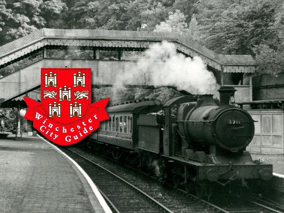 article thumb - Chesil Railway tour - steam engine at station.  Image credit: Winchester City Council, provided by Hampshire Cultural Trust.
