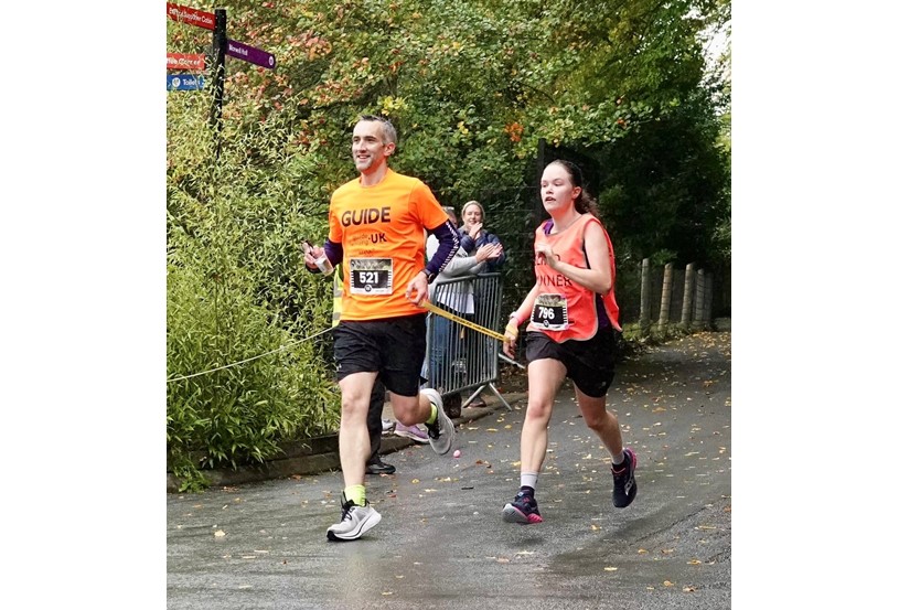 Mike Hastie with blind runner Keira Mills